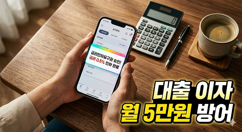 직장인이 은행 앱을 통해 금리인하요구권을 신청하여 대출 이자를 매달 5만원씩 절약한 리얼 후기