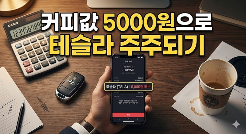 직장인이 커피값 5000원을 아껴 토스증권 앱을 통해 미국 주식 테슬라를 소수점 단위로 매수한 실전 투자 후기